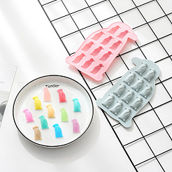 食品グレードのシリコンモールド  フォンダン型  DIYケーキデコレーション用  チョコレート  キャンディ  UVレジン＆エポキシ樹脂ジュエリー作り  ペンギン  ピンク  196x112x10.5mm  ペンギン：37x17.5mm&nbsp;LS-DIY-L025-023