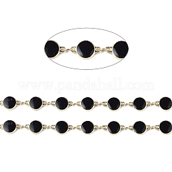 Handmade Alloy Enamel Flat Round Link Chains&nbsp;ENAM-F138-03D-RS