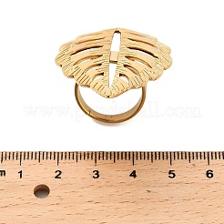 女性用304ステンレススチール指輪  中空葉  ゴールドカラー  葉：50x30.5mm  内径：17mm&nbsp;RJEW-U050-01G