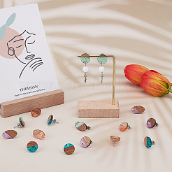 Transparent Resin & Walnut Wood Stud Earring Findings&nbsp;MAK-SC0001-08P