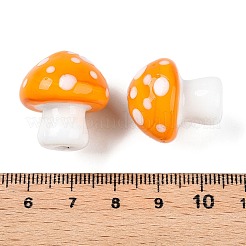 手作りランプワークビーズ連売り  キノコ  オレンジ  22~23x19.5~20.5x19.5mm  穴：0.6~1mm  約20個/連  17.32''（44センチメートル）&nbsp;LAMP-T021-13E