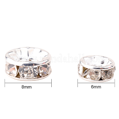 Silver Plated Brass Middle East Rhinestone Spacer Beads&nbsp;RB-PH0001-08S-NF