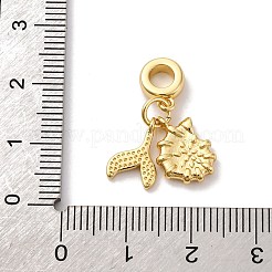 真鍮エナメルヨーロッパダングルビーズ  魚の尾と巻貝の大きな穴のペンダント  18KGP本金メッキ  カドミウムフリー＆鉛フリー  ラックめっき  長持ちメッキ  ベージュ  23mm  穴：4mm&nbsp;KK-Q098-38G-A