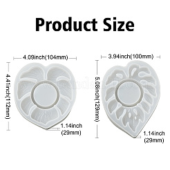 1セット2個2スタイルのキャンドルスタンドオーナメントベースシリコンモールド  葉  ホワイト  10~10.4x11.2~12.9x2.9cm&nbsp;ST-CJ0007-60