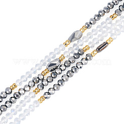 女性用ガラスビーズ調節可能ウエストチェーン  ブラック  1300mm&nbsp;AJEW-TA0005-78B