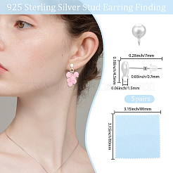 5 Pairs 925 Sterling Silver Stud Earring Findings&nbsp;STER-BBC0008-94S