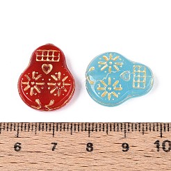 頭蓋骨のガラスビーズ  ゴールドライン入り  ミックスカラー  19~20x16.5x4~6mm  穴：0.9mm&nbsp;GLAA-T025-60M