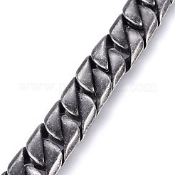 304ステンレススチールカーブチェーンブレスレット  箱の留め金付き  アンティークシルバー  9インチ（23cm）  16x6mm&nbsp;BJEW-E346-17AS