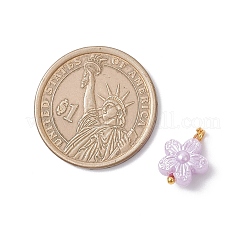 オペークアクリルパーツ  花のチャーム  真鍮ボールヘッドピン付き  ゴールドカラー  14x10.5x6mm  穴：2mm&nbsp;PALLOY-JF04333-02