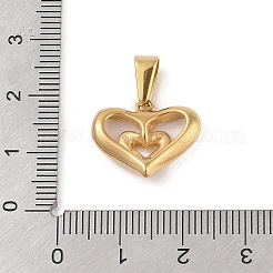 PVD真空メッキ304ステンレスペンダント  ハートチャーム  ゴールドカラー  15x17.5x4mm  穴：6x3mm&nbsp;STAS-R232-14C-G