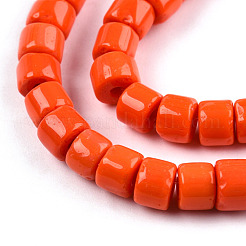 オペークソリッドガラスビーズ連売り  コラム  レッドオレンジ  5~5.5x4~4.5mm  穴：1.4mm  約95~99個/連  15.28インチ〜39.3インチ（38.8~39.3cm）&nbsp;GLAA-N047-09-F02