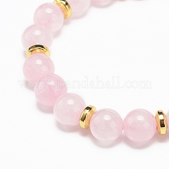 Natural Rose Quartz Rectangle Beaded Stretch Bracelet&nbsp;BJEW-JB08982-03