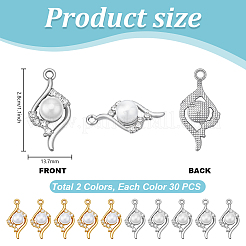 60Pcs 2 Colors Alloy Rhinestone Pendants&nbsp;FIND-PH0060-11