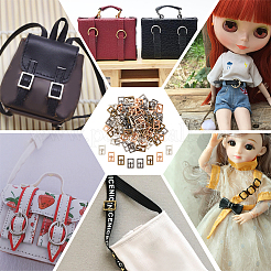 100個4色のミニ合金センターバーバックルセット  人形用ウェビング  ストラップバッグ  服飾材料  長方形  ミックスカラー  11.5x7.5x1mm  25個/カラー&nbsp;FIND-NB0004-04