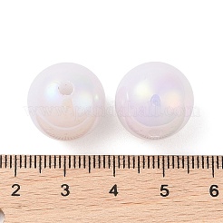 メッキABSプラスチックビーズ  ラウンド  ホワイト  16mm  穴：2mm&nbsp;OACR-B026-02A