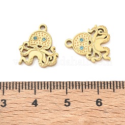 304ステンレススチールラインストーンペンダント  イオンプレーティング（ip）  ゴールドカラー  タコチャーム  14.5x13x1.5mm  穴：1.6mm&nbsp;RB-CBA7A56-09G-02