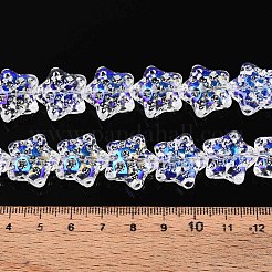 電気メッキ透明ガラスビーズ連売り  スター  クリアAB  17~17.5x18~18.5x9~9.5mm  穴：1mm  約40個/連  25.20インチ（64cm）&nbsp;EGLA-N020-02A