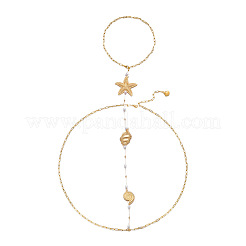 Ocean Alloy & Iron Starfish Shell Shape Back Chain Necklaces for Backless Dress with Imitation Pearl&nbsp;WG9F3AC-01