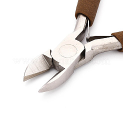 滑り止めの快適なグリップハンドルを備えた55#スチールサイドカッティングプライヤー  サイドカッター  表面メッキニッケル  サドルブラウン  10.3x8.2x1cm&nbsp;TOOL-N008-09