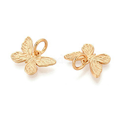 スターリングシルバーの蝶チャーム925個  丸カン付き  24KGP本金メッキ  10x15x1.5mm  穴：4mm&nbsp;STER-N016-109G
