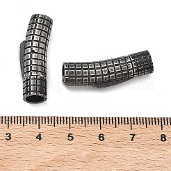 304ステンレススチール製バヨネット留め具  カーブチューブ  テクスチャ  丸い穴  アンティークシルバー  30x8x9.5mm  穴：6mm&nbsp;STAS-A138-05AS