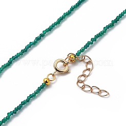 ファセットロンデルガラスビーズネックレス  金メッキ真鍮引き輪付き  ティール  14.37インチ（36.5cm）&nbsp;NJEW-JN03004-05