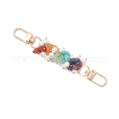 Chakra Gemstone Chip & Round White Shell Pearl Beaded Bag Extension Chains&nbsp;AJEW-BA00149