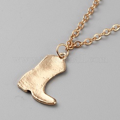 Cowboy Theme Enamel Pendant Necklace with Cable Chains&nbsp;NJEW-WH0013-17B