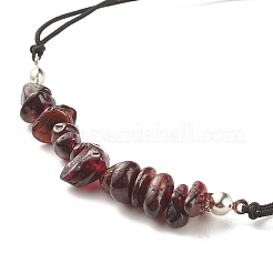 Natural Garnet Chips Braided Bead Bracelet&nbsp;X-BJEW-JB08019-12