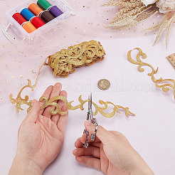 Ethnic Style Iron on/Sew on Polyester Metallic Embroidery Flower Ribbon&nbsp;SRIB-WH0011-204B