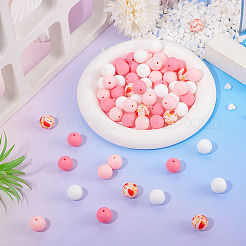 70pcs 4 Styles Silicone Beads Round Rubber Bead 15MM Loose Spacer Beads for DIY Supplies Jewelry Keychain Making&nbsp;FIND-TA0010-31A