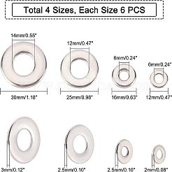 24個4スタイルの304ステンレススチールリンクリング  ドーナツ  ステンレス鋼色  6個/スタイル&nbsp;STAS-UN0021-74P