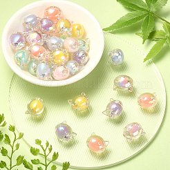 60Pcs 6 Colors UV Plating Rainbow Iridescent Acrylic Beads&nbsp;OACR-CJ0001-36
