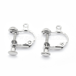 真鍮製ねじ式クリップイヤリングパーツ  スパイラルイヤークリップ  穴開けないイヤリング  プラチナ  18x14x3mm  穴：1.6mm&nbsp;X-KK-L164-01P