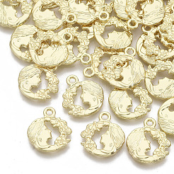 合金ペンダント  人間の顔  ライトゴールド  16.5x15x2mm  穴：1.6mm&nbsp;PALLOY-S132-013