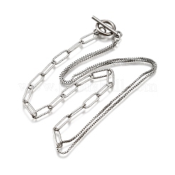 変色しない304ステンレススチールチェーンネックレス  トグル留め金付き  ステンレス鋼色  15.9インチ（40.5cm）&nbsp;X-NJEW-JN02767