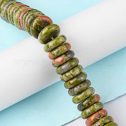 天然石ユナカイトビーズ連売り  ディスク  12x3.5~4mm  穴：1.4mm  約51個/連  7.48~8.19インチ（19~20.8cm）&nbsp;G-F743-06D