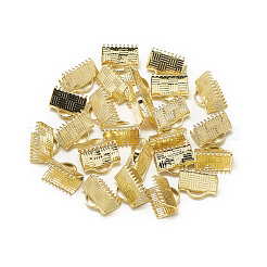 真鍮製カシメリボン止めエンドパーツ  長方形  18KGP本金メッキ  7x13mm  穴：1x3mm&nbsp;X-KK-T032-148G
