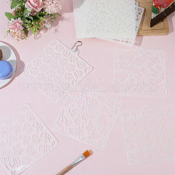 Floral Theme Rectangle PET Plastic Hollow Out Drawing Painting Stencils Templates&nbsp;DIY-WH20082-28B