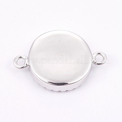 Brass Micro Pave Cubic Zirconia Cabochon Connector Settings&nbsp;KK-F748-03P