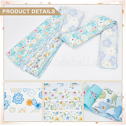 花柄コットン生地  DIYクラフト製作用品  長方形  ブルー  100x6.5x0.01cm  40個/セット&nbsp;DIY-WH0588-11B