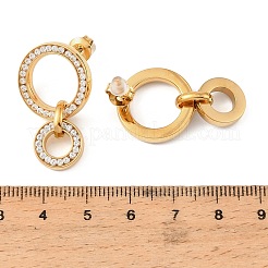 304ステンレススチールマイクロパヴェキュービックジルコニアスタッドピアス（女性用）  リング  ゴールドカラー  31x18mm&nbsp;SA-A003-02A-G