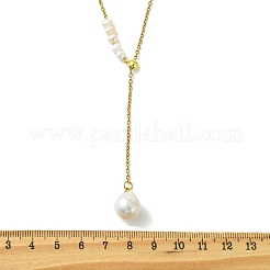 Adjustable Natural Baroque Keshi Pearl Oval Tassel Y Necklaces&nbsp;NJEW-JN06060