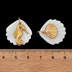 Ocean Theme Natural Freshwater Shell & 304 Stainless Steel Pendants&nbsp;PALLOY-JF05950