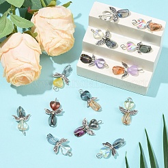 40Pcs 4 Styles Transparent Glass & Alloy Pendants&nbsp;PALLOY-YW00154