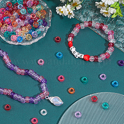 1100 個のプラスチックビーズ  グリッターパウダー付き  ロンデル  ミックスカラー  9x6mm  穴：3.5mm&nbsp;KY-PA0001-06