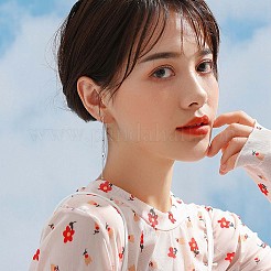 変色防止ロジウムメッキ スターリングシルバー 925 枚とチェーン タッセル ダングル イヤリング  女性用ロングドロップアメリカンチェーンピアス  プラチナ  106x4.7mm  ピン：0.8mm&nbsp;JE1042A
