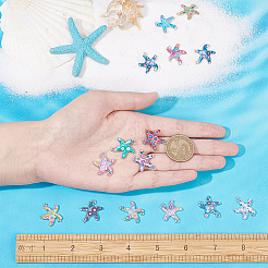 48色の亜鉛合金コネクタチャーム12個  エナメル  プラチナ  ヒトデリンク  ミックスカラー  23x19x1.7mm  穴：1.8mm  4個/カラー&nbsp;ENAM-AR0001-39