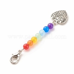 Chakra Theme Natural & Dyed Malaysia Jade Beaded Pendant Decorations&nbsp;HJEW-JM00641-02