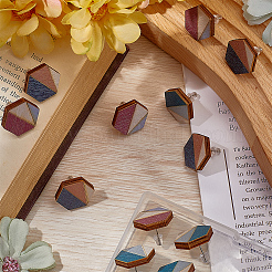 12Pcs 3 Colors Ethnic Style Wood Stud Earrings&nbsp;EJEW-SC0001-68